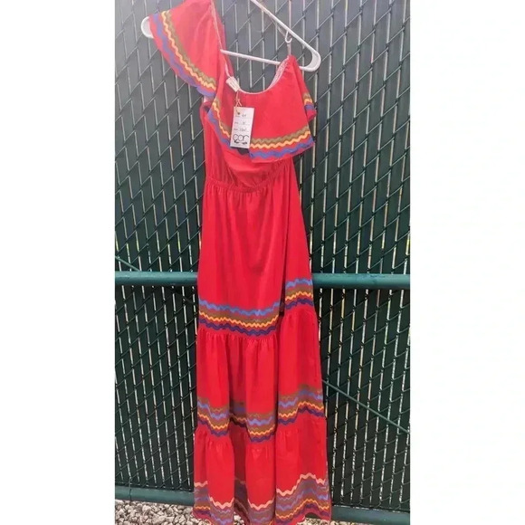 Beautiful Spanish style maxi one shoulder dress with b Flying Tomato Small - Picture 2 of 5